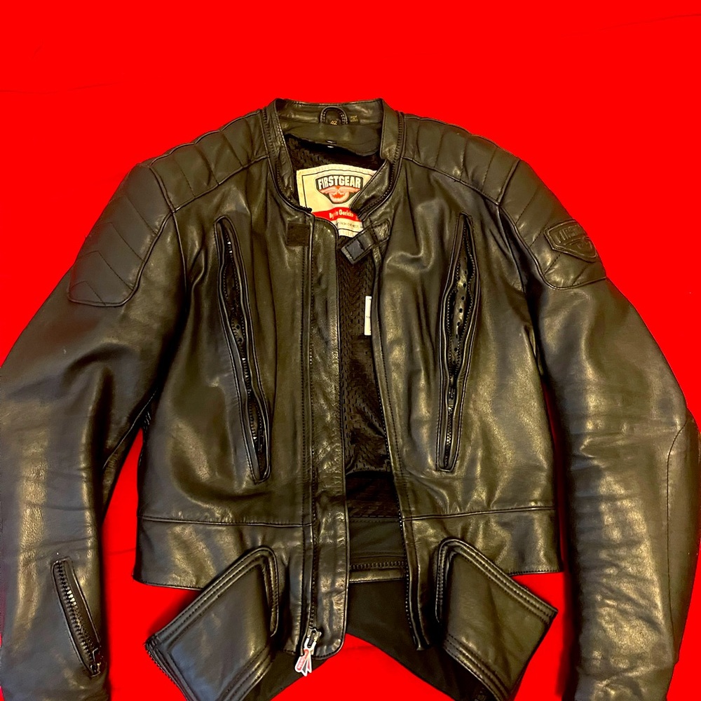 Firstgear by Hein Gericke Black Leather Motorcycle Jacket